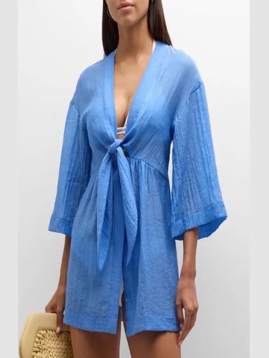 cinq a sept Other - Cinq a Sept Ralpha Crinkled Mini Coverup in Endless Sky Size Large